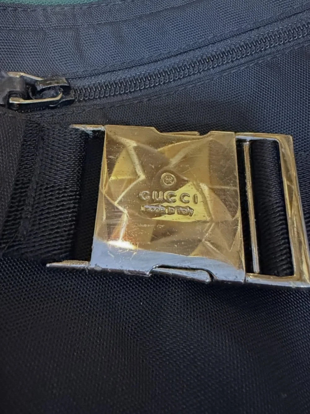 GUCCI Tom Ford Era Sherry Line Web Black Nylon Belt Bag